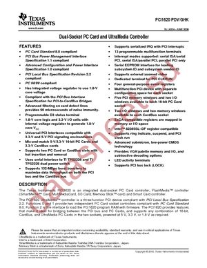 PCI1620GHK datasheet  